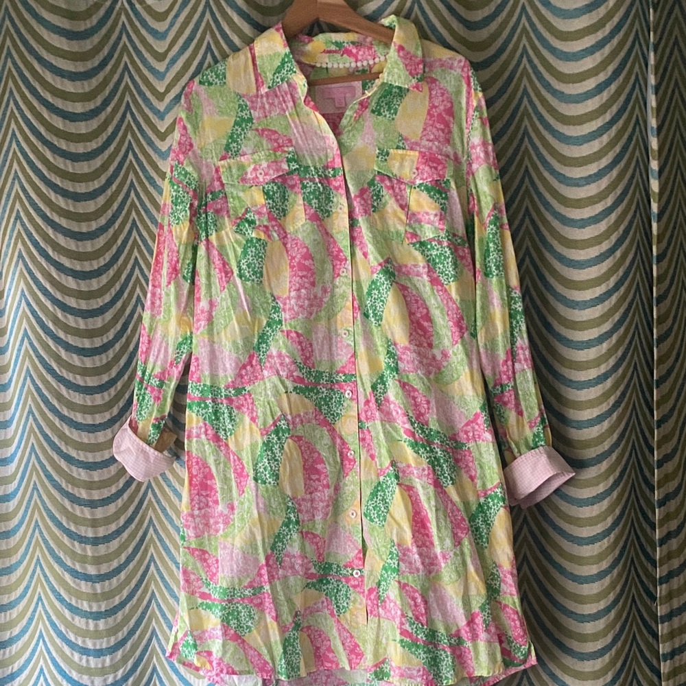 Lilly Pulitzer Pink and Green Floral Patchwork Dress